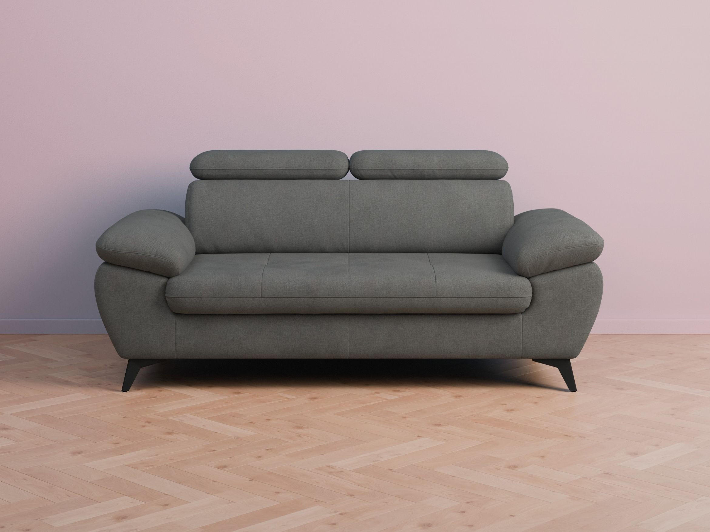 2,5-SITZER Karlstad Chenille Grau verstell. Kopfstützen B 194 cm - Hellgrau, Kunststoff/Textil (194/84/100cm) - foamnova