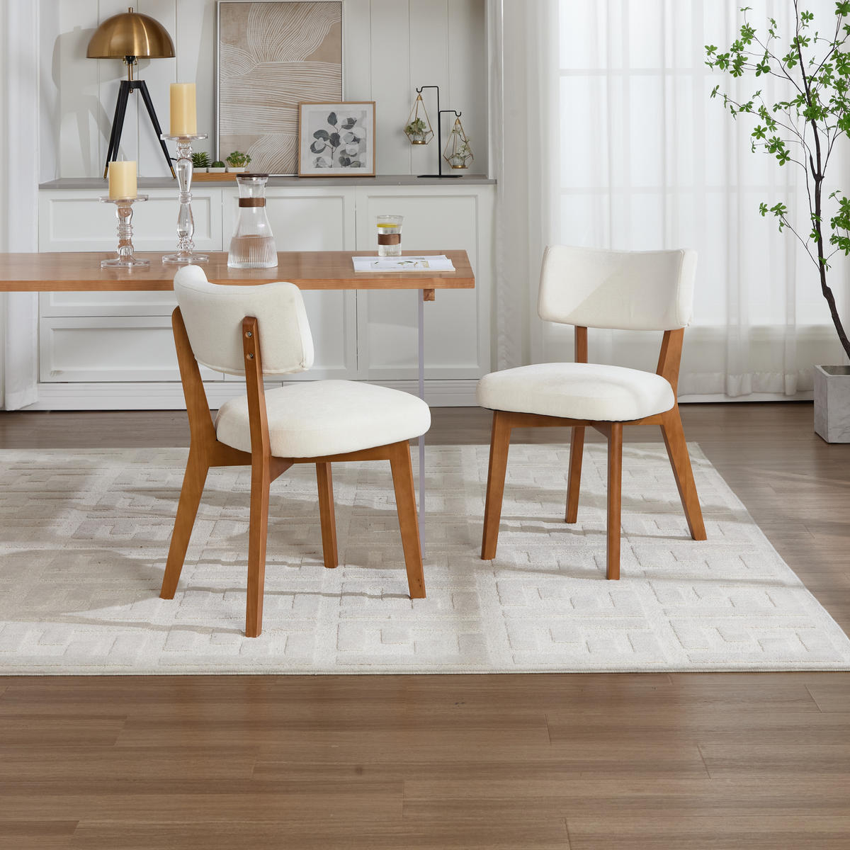 ESSZIMMERSTUHL 2er-Set mit Massivholzbeinen, Beige - Beige, Holzwerkstoff (54.5/77/47cm)