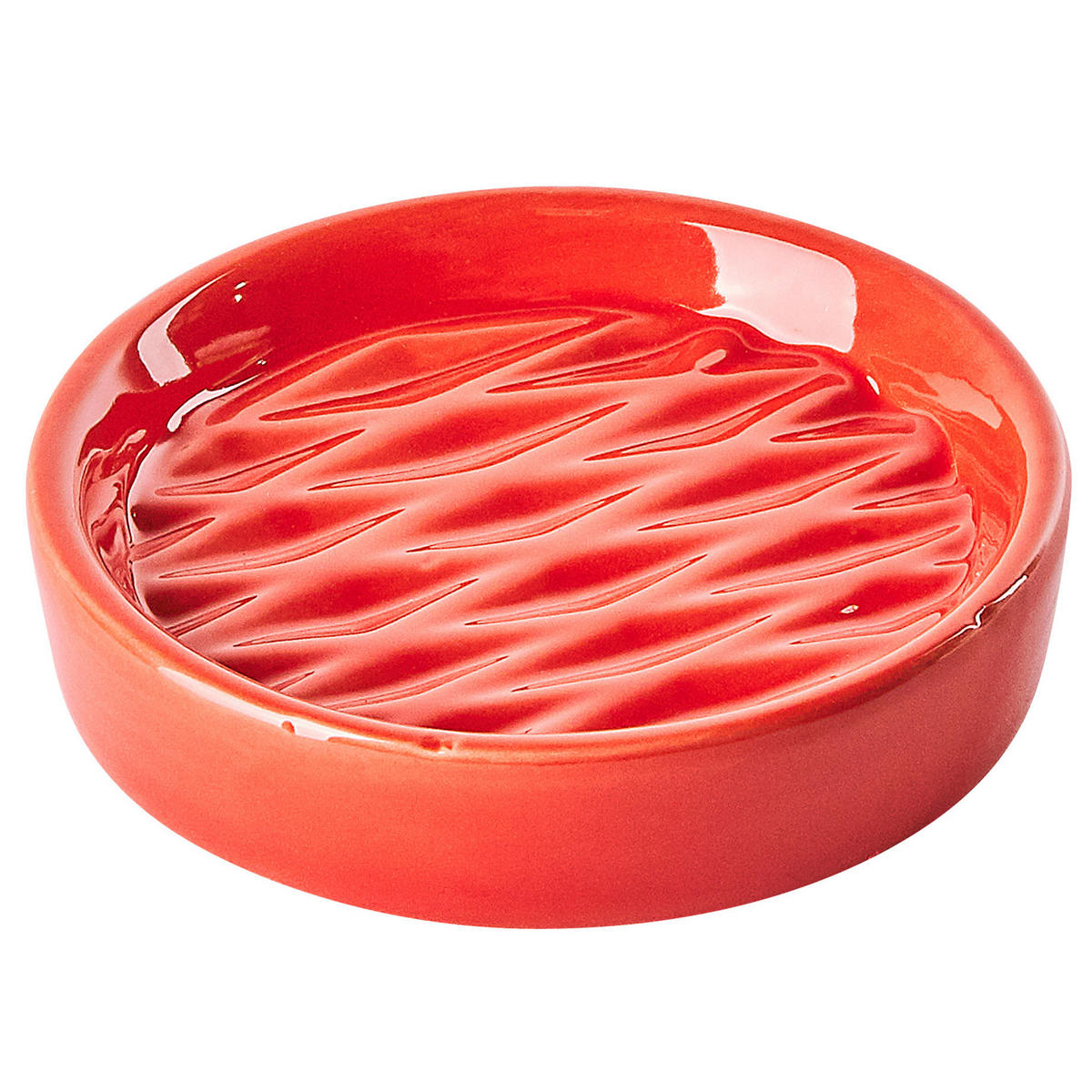 BADEZIMMER Set 3-teilig Keramik rot Belem - Rot, Stein (11/15/11cm) - Beliani