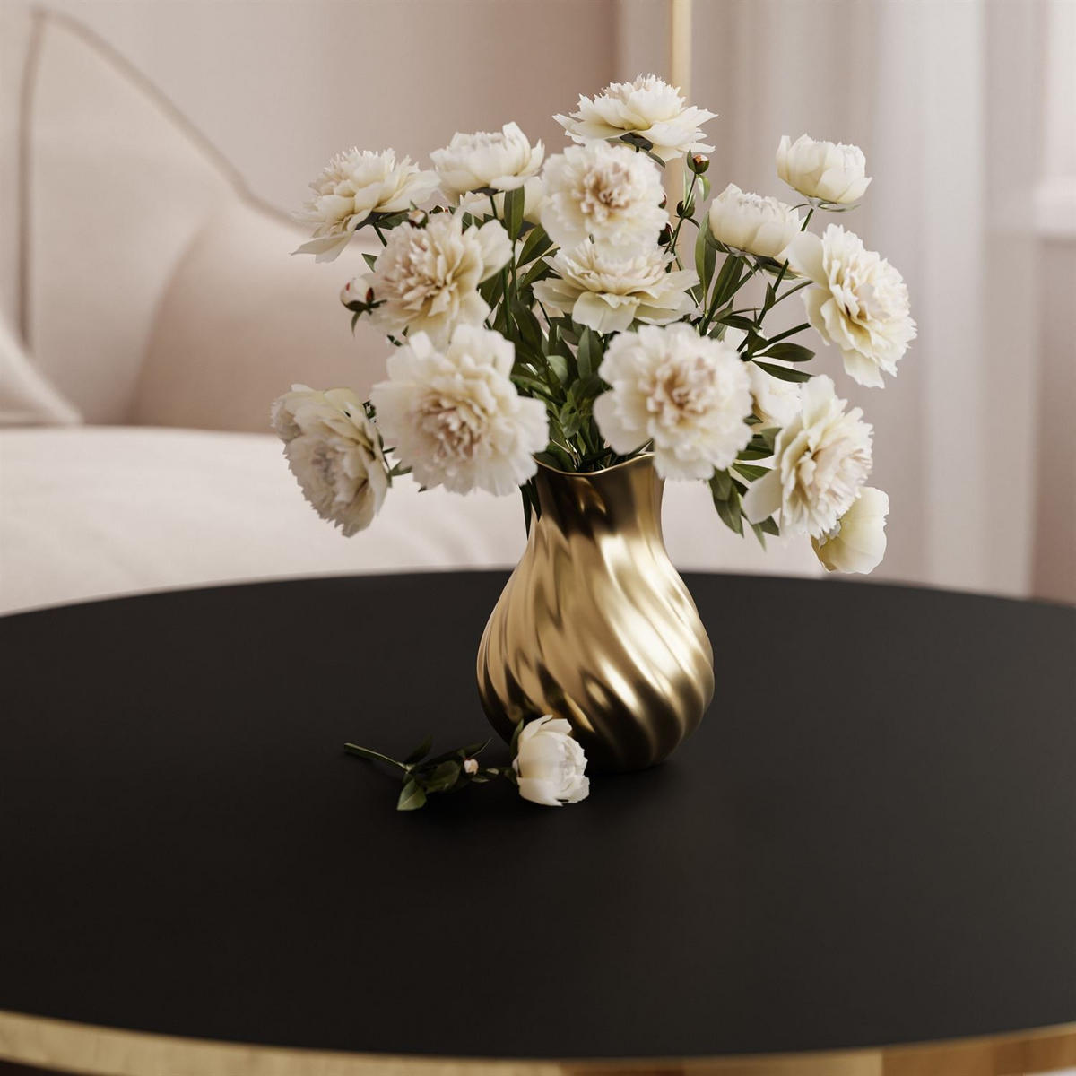 COUCHTISCH SOLEIL GOLD Schwarz Matt, 70cm - Schwarz, Holzwerkstoff (70/70/47cm) - Lookway