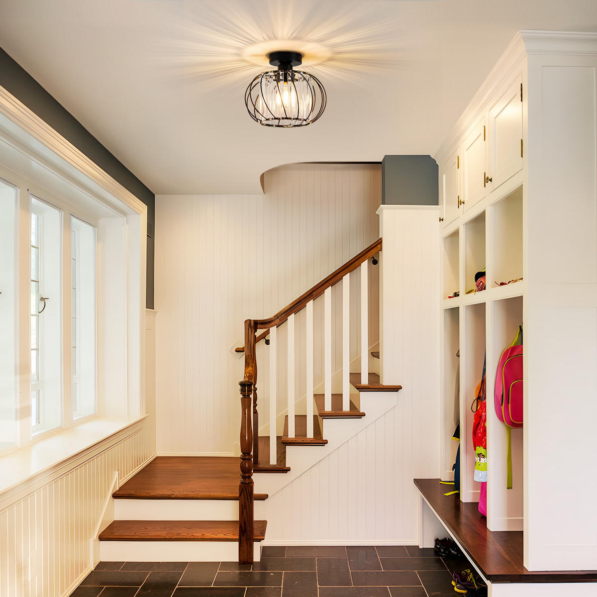 DECKENSTRAHLER Flammel 21/25/25 cm - Schwarz, Metall (21/25/25cm) - ZMH