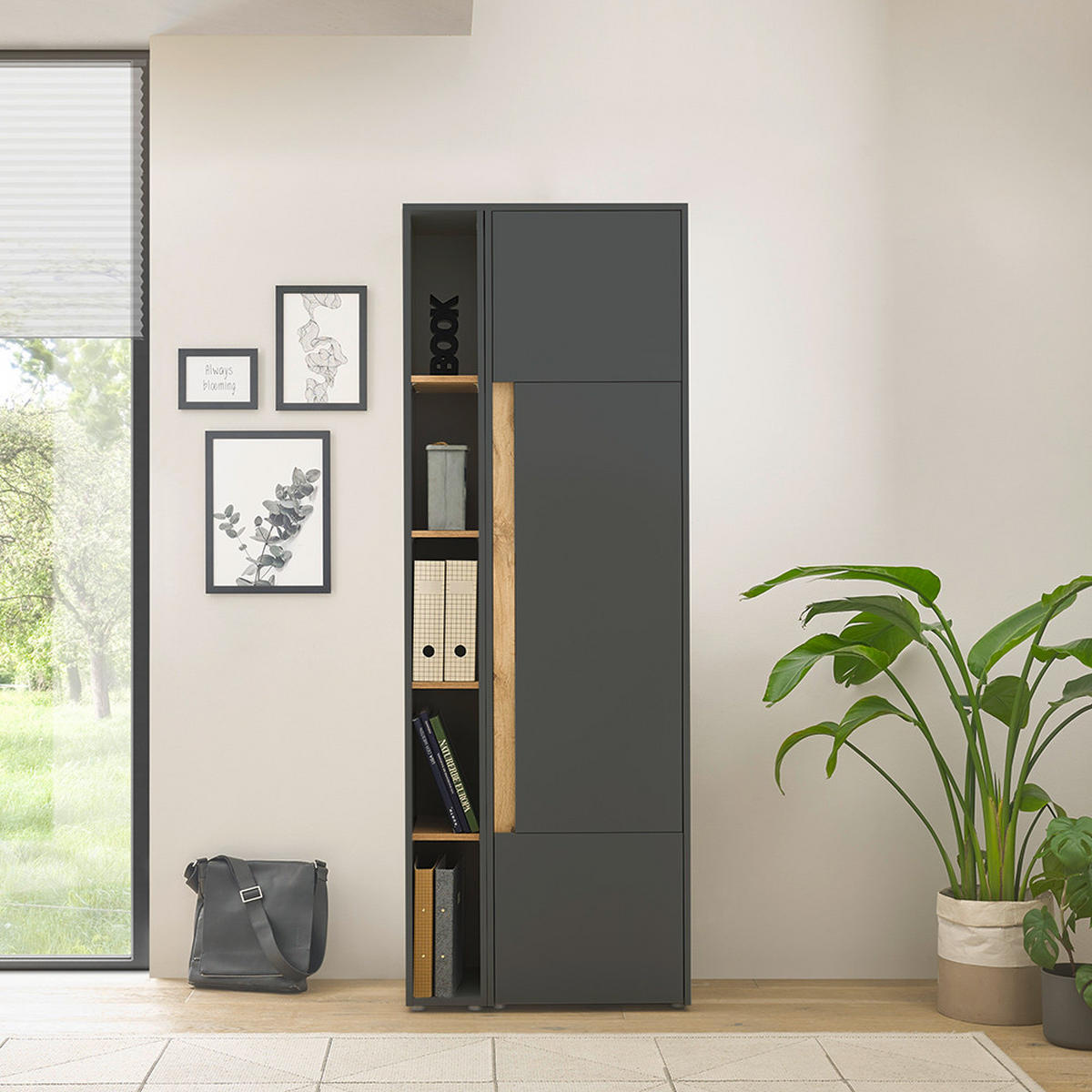 STAURAUMSCHRANK Crisp-61 - Anthrazit, Holzwerkstoff (70/200/40cm) - Lomado