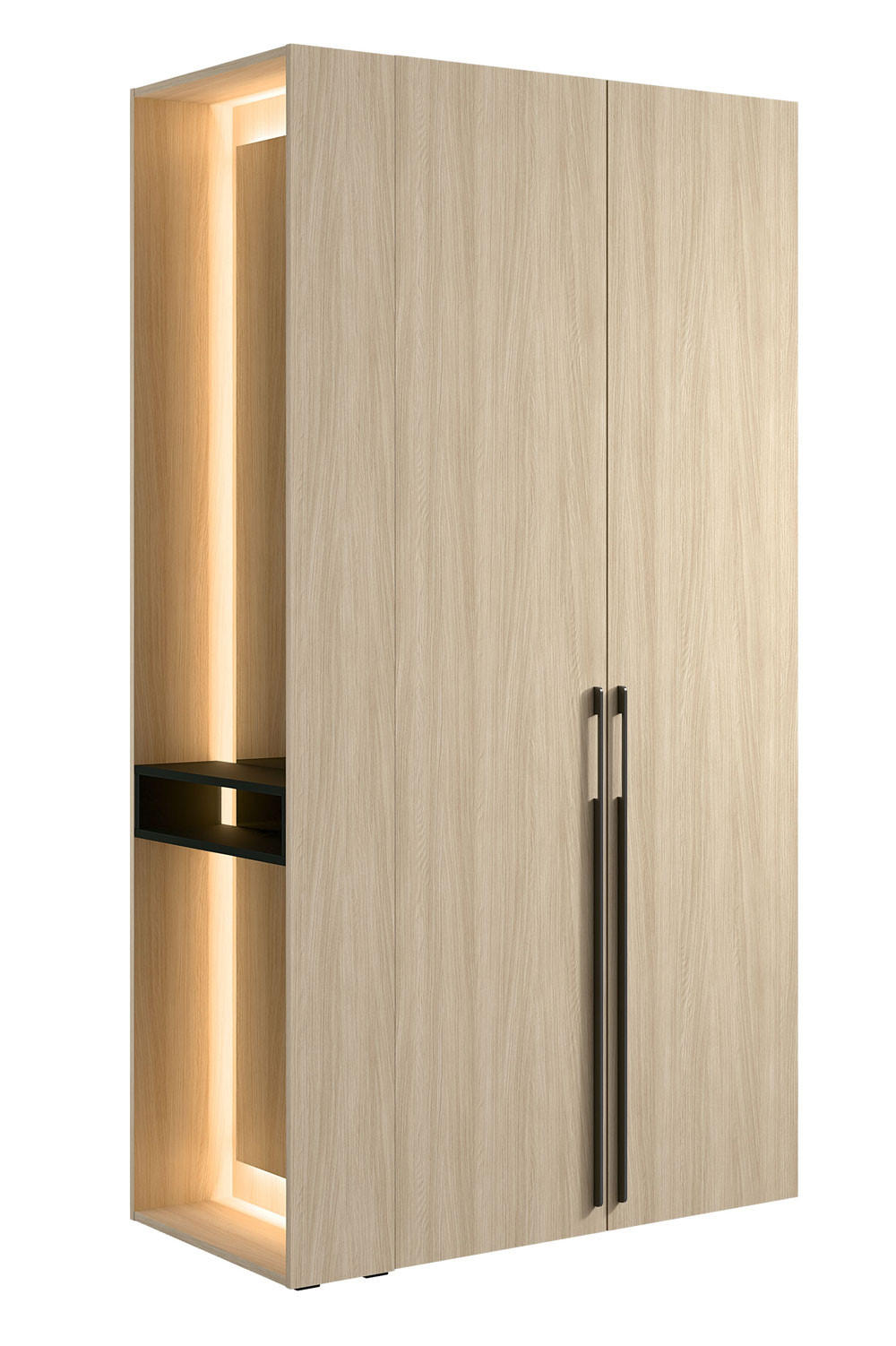 GARDEROBENSCHRANK Barcelona Eiche Barista 168 / 58 / 207,5cm mit 2 Spiegelelementen - Hellbraun/Eichefarben, Holz/Holzwerkstoff (168/207.5/58cm) - Feldmann-Wohnen