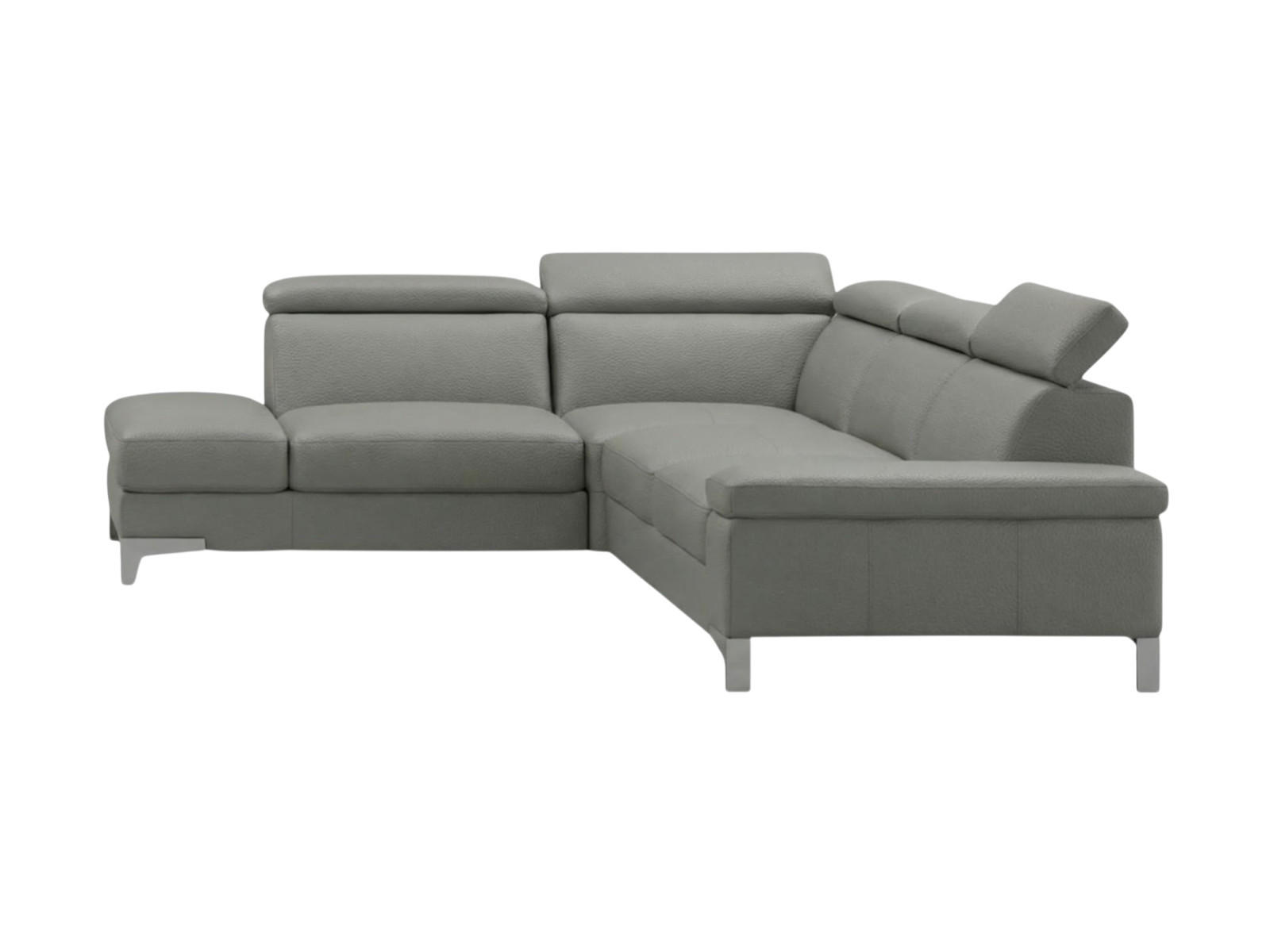 ECKSOFA Talisman Echtleder Perlgrau - Hellgrau, Leder/Metall (224/271cm)