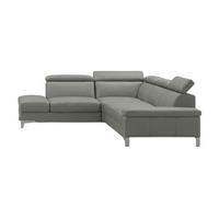ECKSOFA Talisman Echtleder Perlgrau - Hellgrau, Leder/Metall (224/271cm)