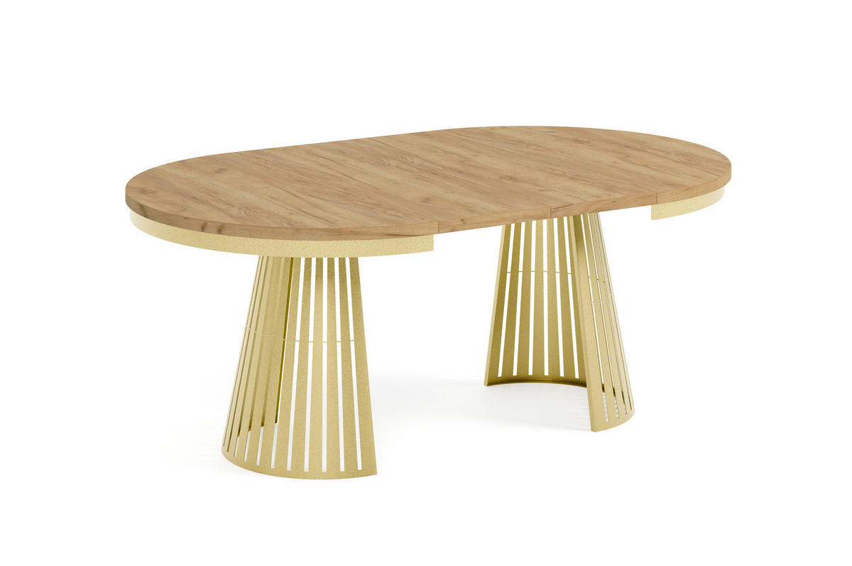 ESSTISCH Cone Bis - Honigeiche/Goldfarben, Holzwerkstoff/Metall (120/120/76cm) - Meblini