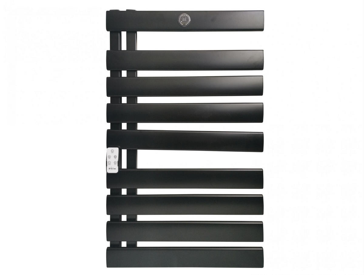 HANDTUCHTROCKNER Schwarz mit Elektrosystem und Wandhalterung 500 W - Schwarz, Metall (55/91/6cm) - Purline