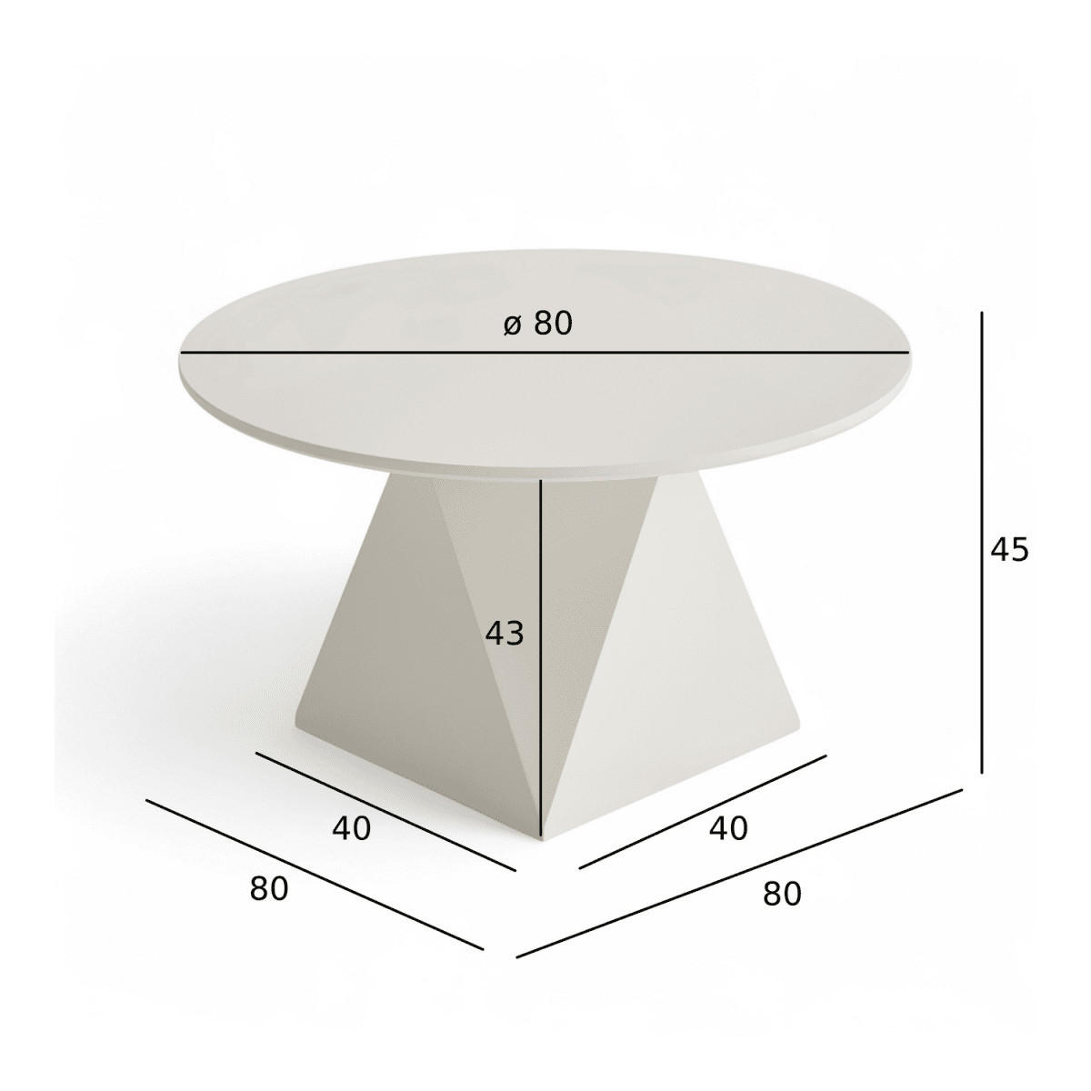 COUCHTISCH rund Cremeweiß 80/80/45 cm - Weiß, Holzwerkstoff (80/80/45cm) - Furnhouse