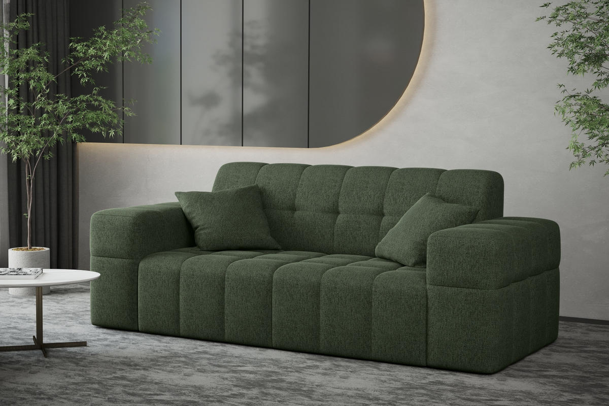 SOFA 2-sitzer Couch serie NIMES Stoff Verita Dunkelgrün - Grün, Holz (183/82/92cm) - Kaiser Möbel