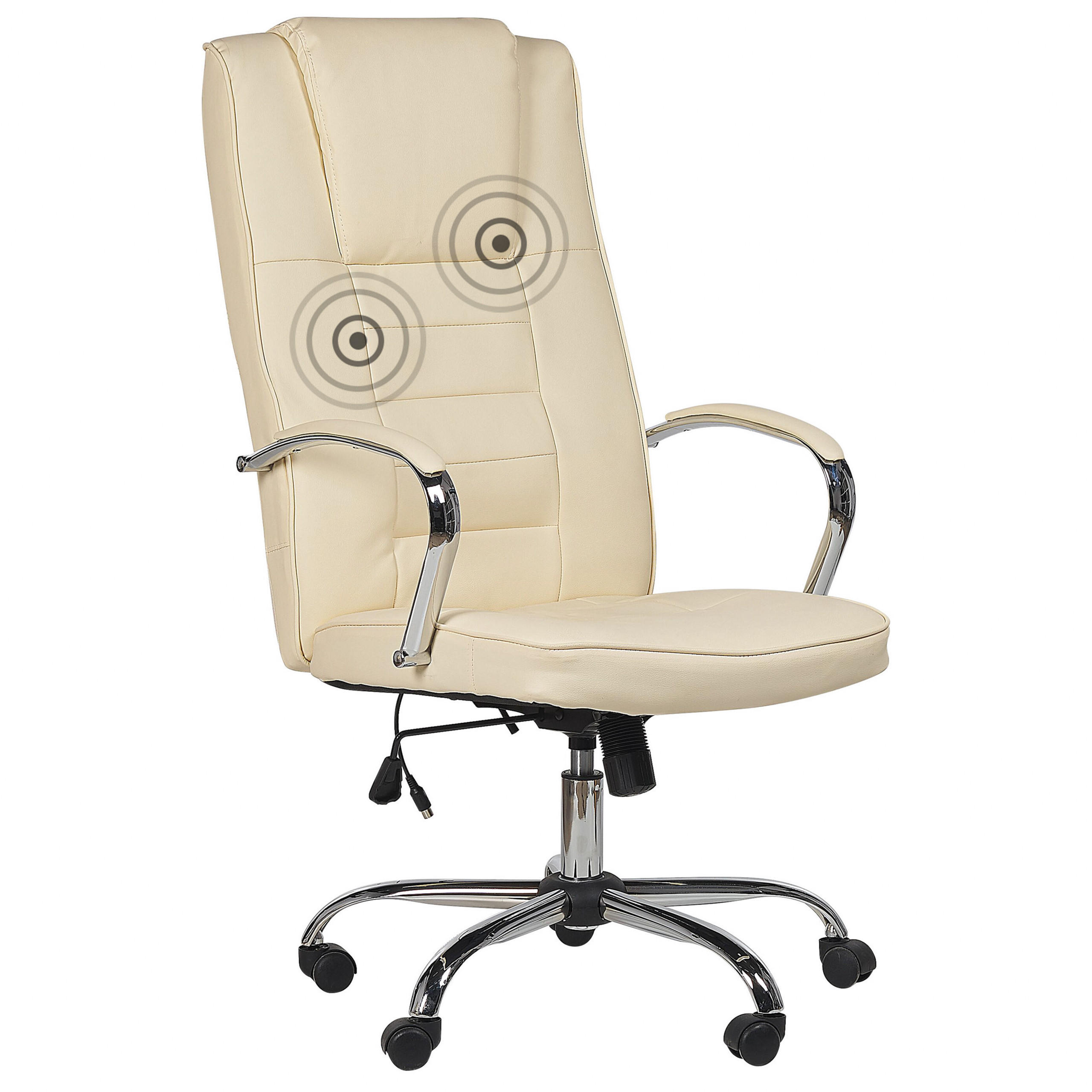 BÜROSTUHL Kunstleder Beige Grandeur - Beige, Textil/Metall (53/127/73cm) - Beliani