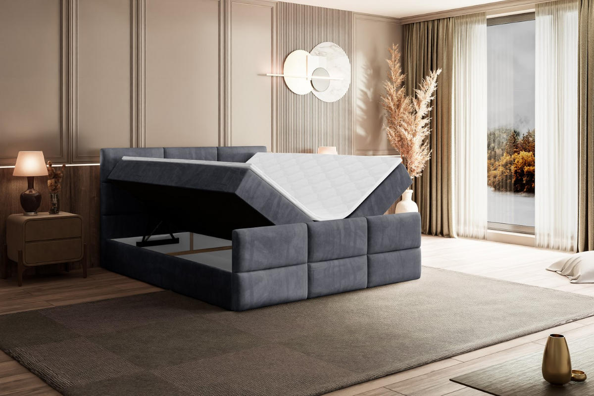 BOXBETT OHIO-Z - 120x200 cm - H4 - Dunkelgrau - Dunkelgrau, Holzwerkstoff (120/200cm) - ALTDECOR