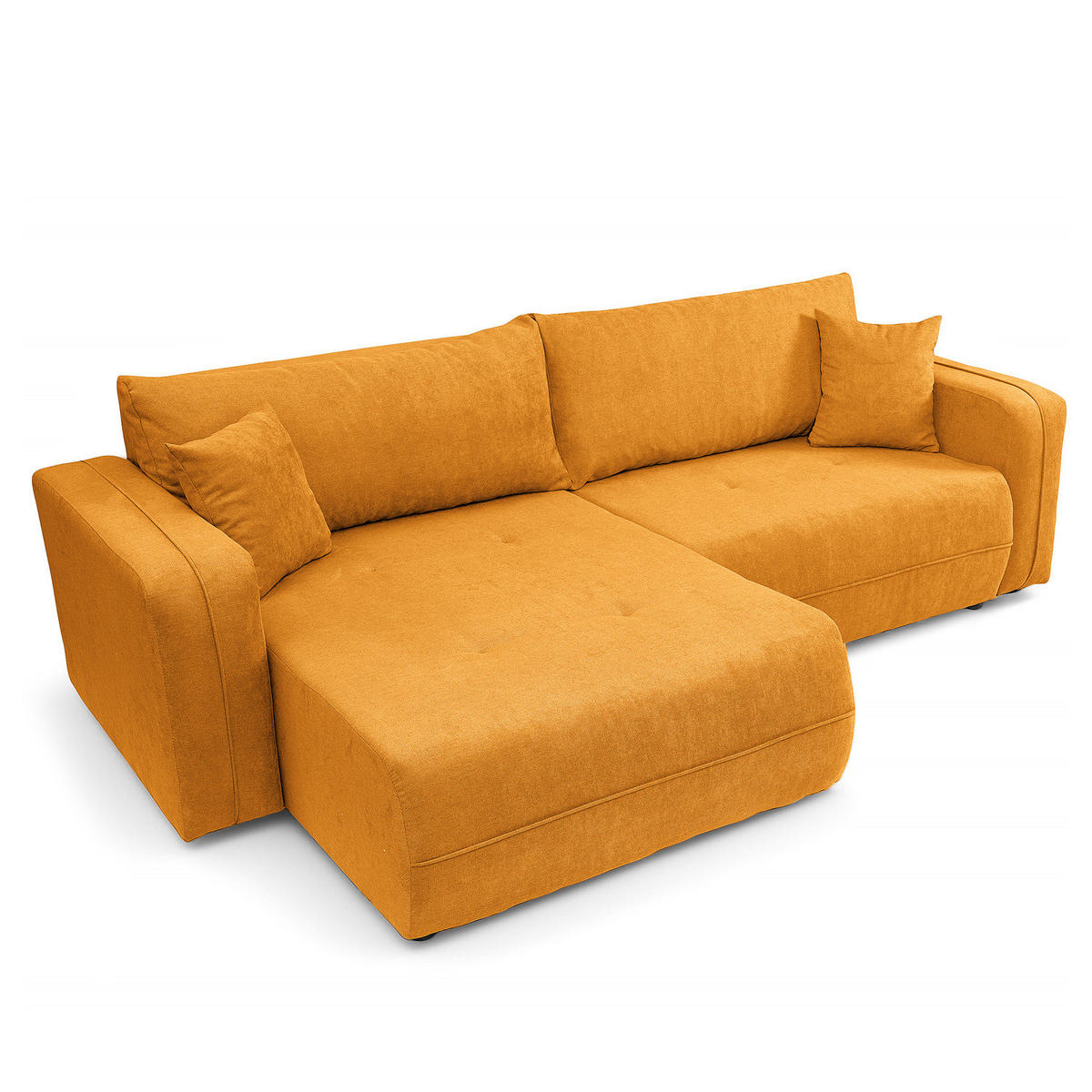 ECKSOFA mit Schlaffunktion - 244 cm - Gelb/Schwarz, Kunststoff/Textil (244/145cm) - home24