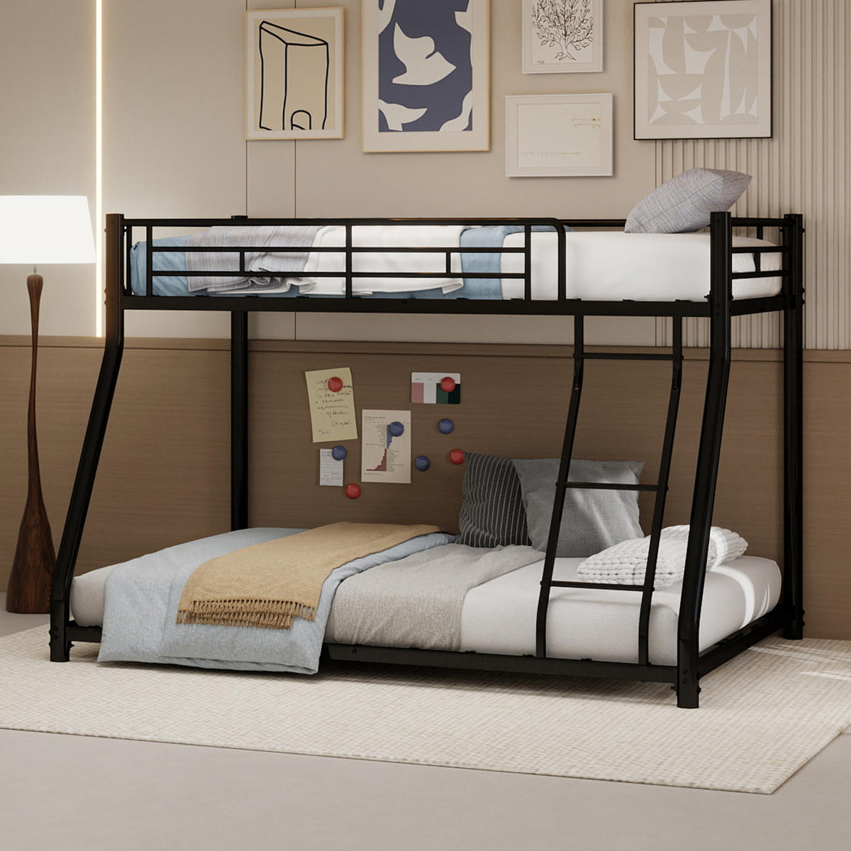 ETAGENBETT Twin-over-Full Metall - Schwarz, Metall (140/190cm) - ComfortXL