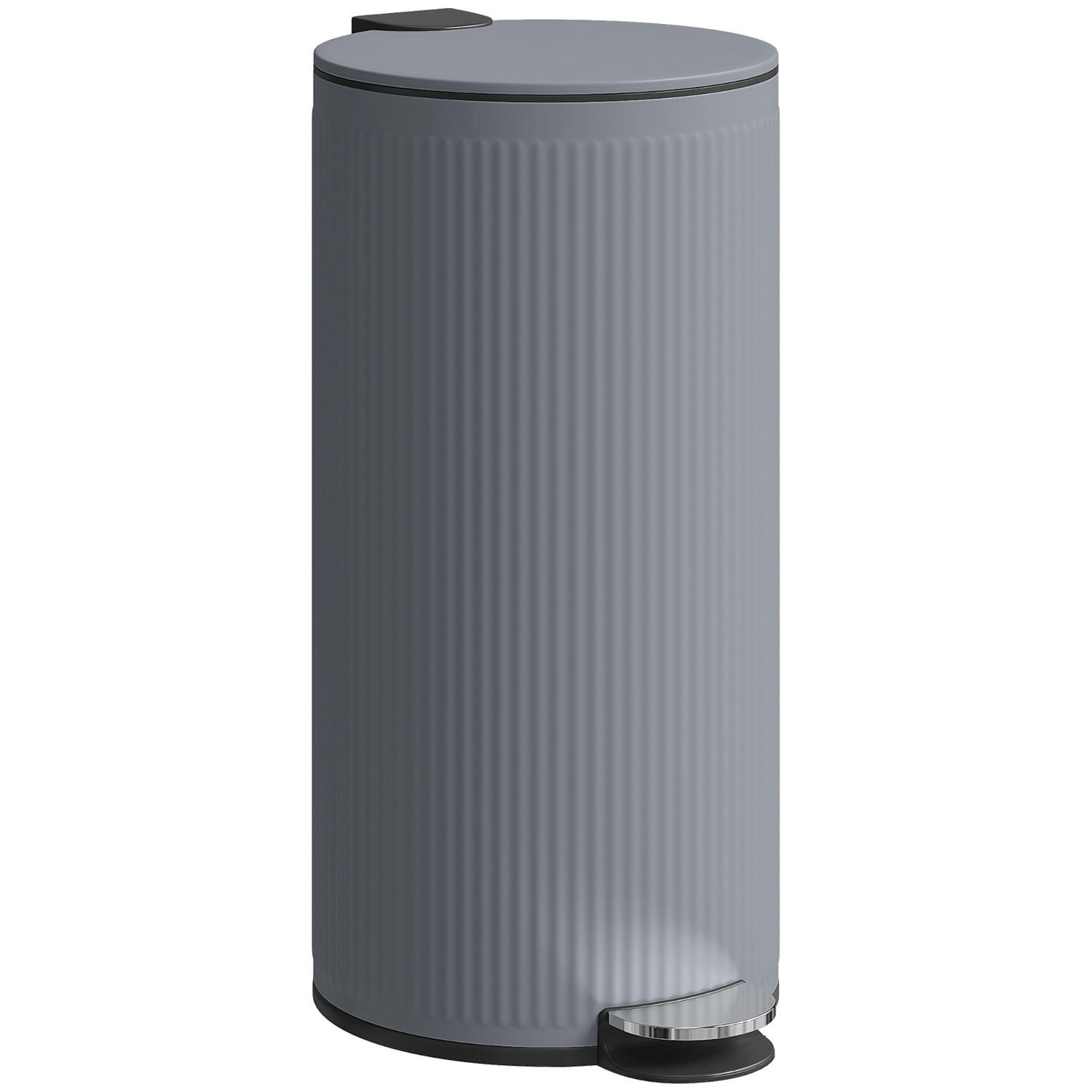 MÜLLEIMER Küche 30L 36/30/60,5 cm Metall Grau mit PEDAL und SOFT-CLOSE - Grau, Metall (30/60.5/36cm) - Rolipo