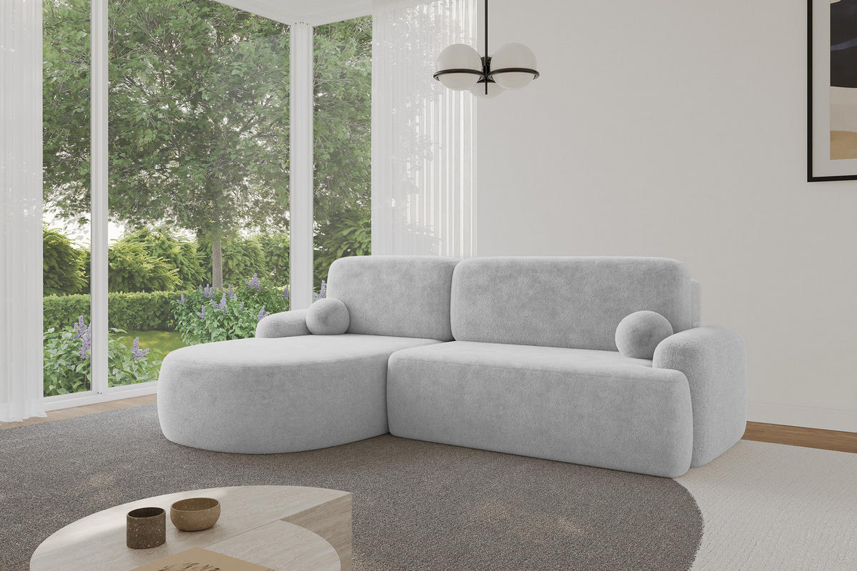 ECKSOFA mit Schlaffunktion und Bettkasten LIRA-L - 264x172x89 Grau - Grau, Holzwerkstoff/Textil (264/172cm) - ALTDECOR