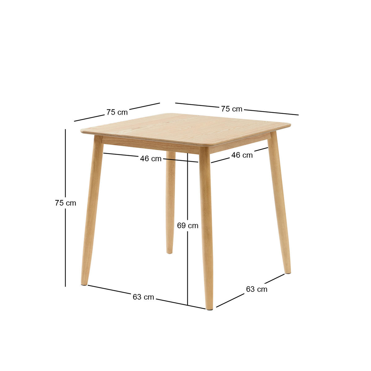 ESSTISCH Rechteckig Braun 75 x 75 x 75 (cm) - Braun, Holz (75/75/75cm) - Nordlys