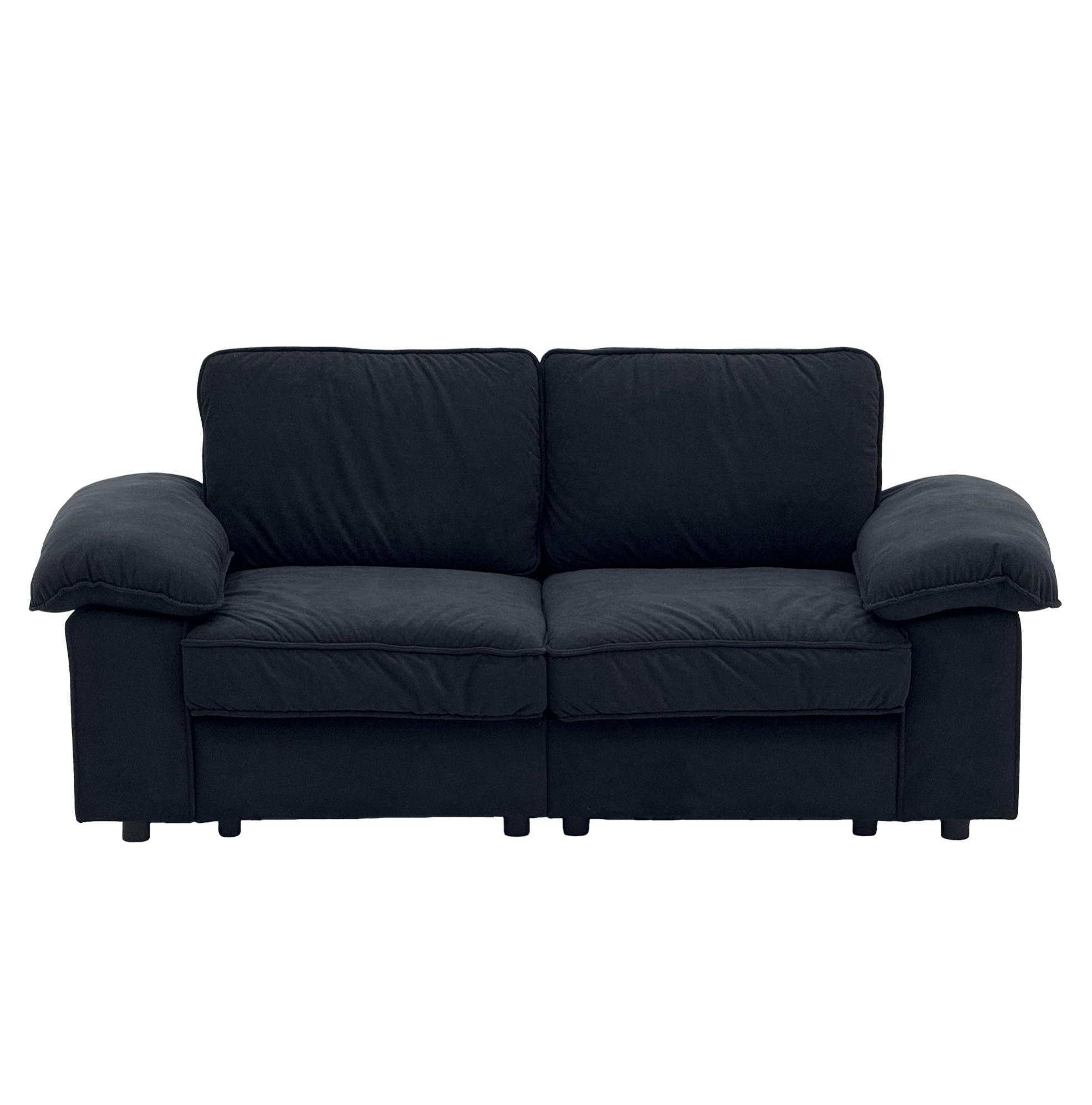 2-SITZER Sofa mit Stauraum Stoffbezug und Holzrahmen 201/91/89 cm Schwarz - Schwarz, Textil (91/89/201cm) - Redom