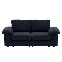 2-SITZER Sofa mit Stauraum Stoffbezug und Holzrahmen 201/91/89 cm Schwarz - Schwarz, Textil (91/89/201cm) - Redom