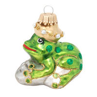 CHRISTBAUMSCHMUCK Verzauberter Frosch Grün 6cm (Glas / 1 Stk.) - Grün, Glas (6/6/3cm) - Krebs Glas Lauscha