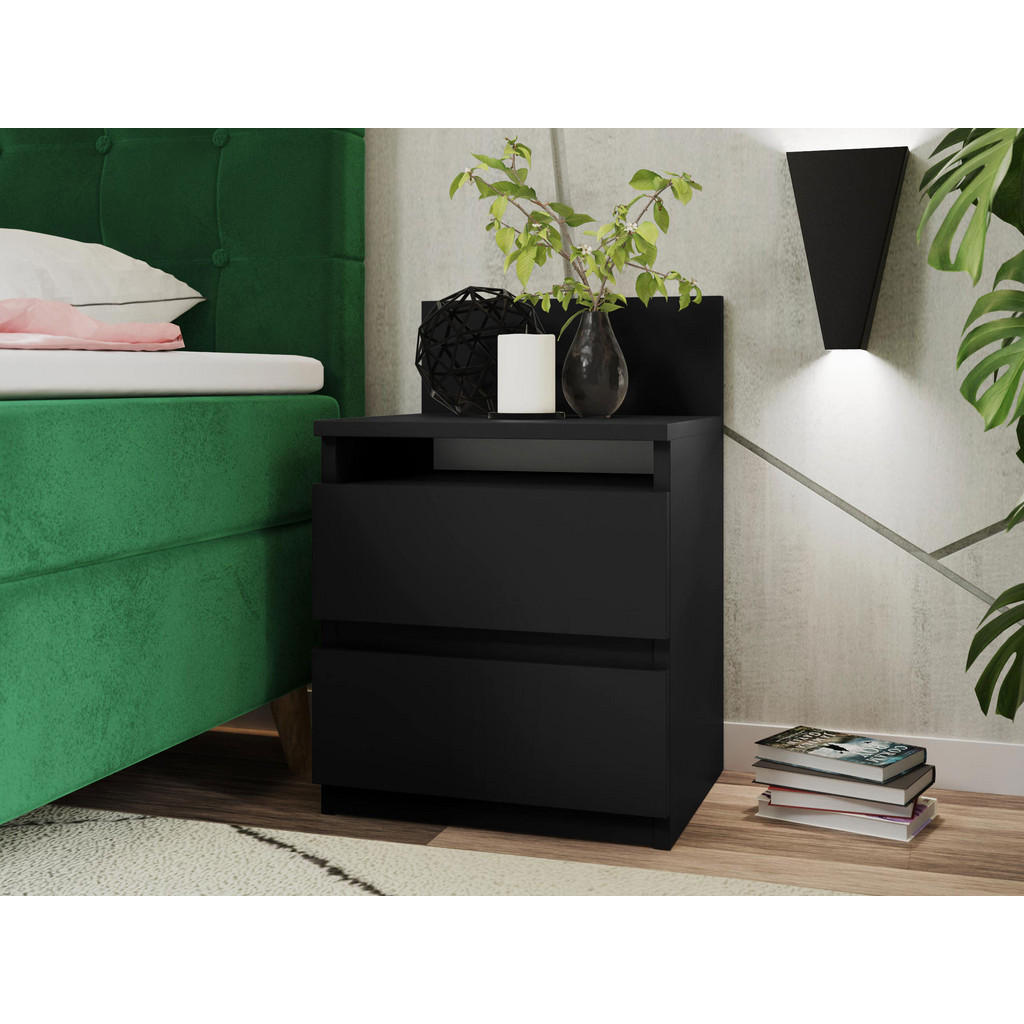 Thumbnail - Mirjan24 Nachttisch, Schwarz, Holzwerkstoff, Rechteckig, 32x58x40 cm, Schlafzimmer, Nachttische