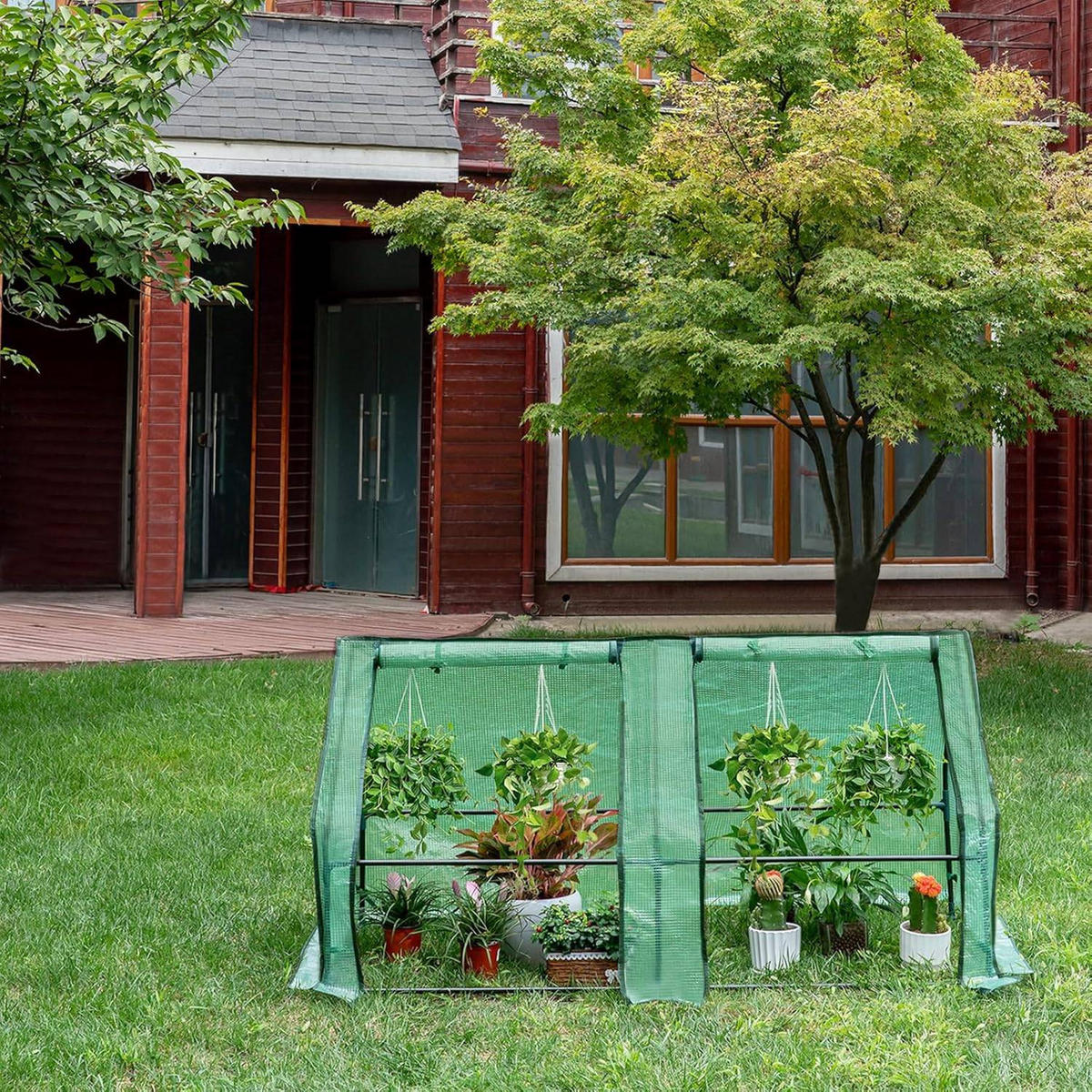 FOLIENGEWÄCHSHAUS Frühbeet, Gewächshaus Balkon, 180x90x90cm - Grün, Textil/Metall (180/90/90cm) - Woltu