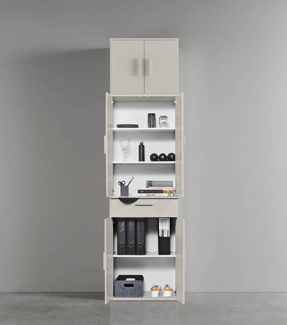 MEHRZWECKSCHRANK Der Extralange - Beige, Holzwerkstoff (60/230/34cm) - Mokebo