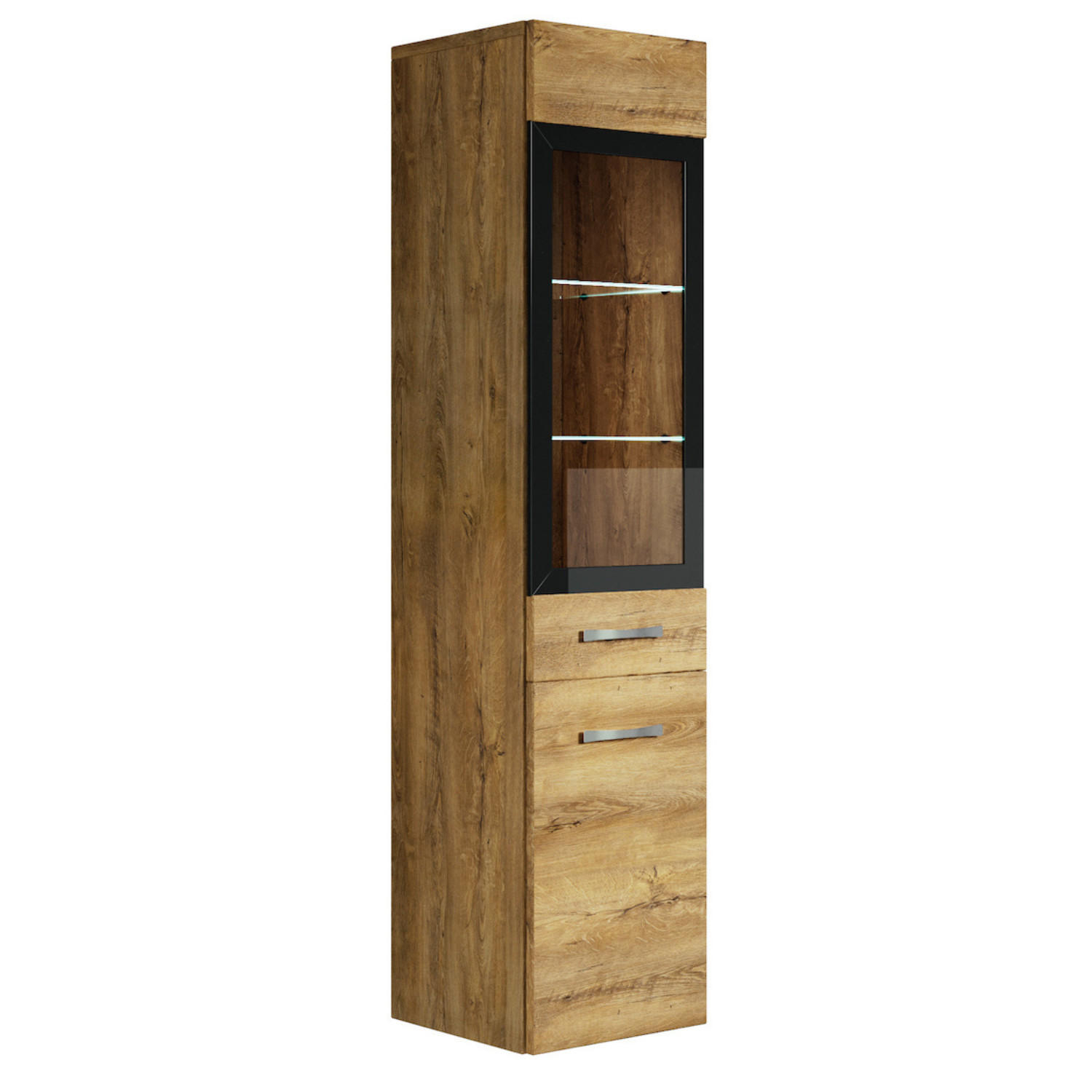 BADEZIMMERSCHRANK Rio mit 2 Türen Braun Eiche - 30 x 30 x 130 cm - Eichefarben/Braun, Holz (30/131/30cm) - Badplaats