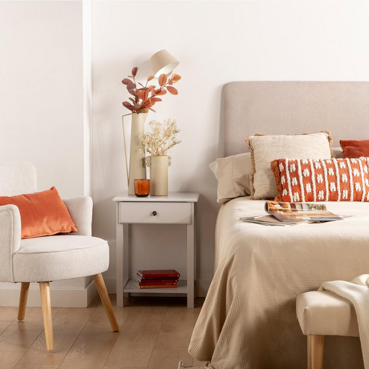 NACHTTISCH MIT 1 SCHUBLADE Ruan Grau 46 cm x 60 cm - Grau, Holzwerkstoff (46/60/35cm)