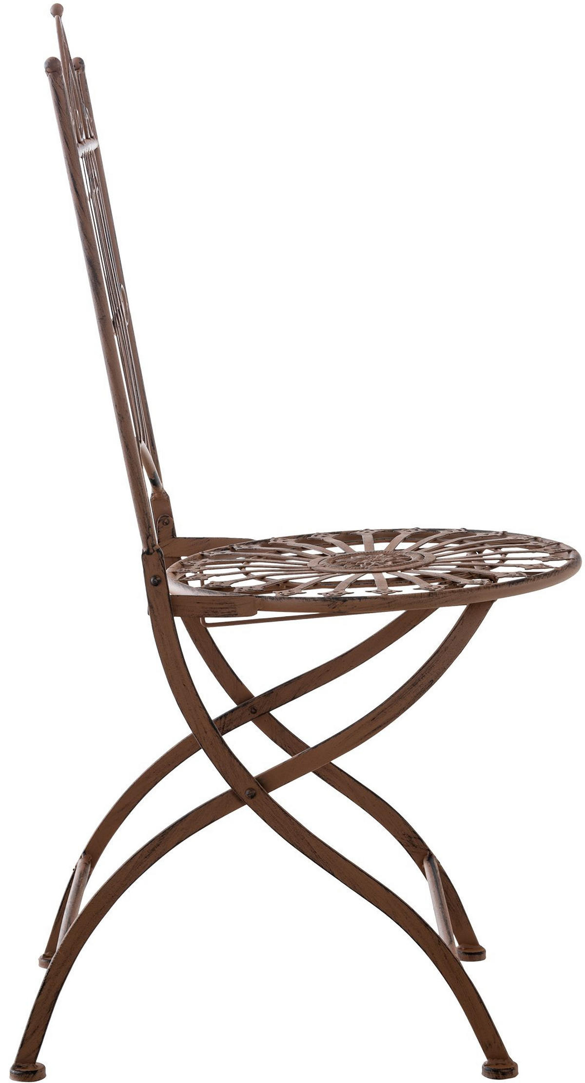 GARTENKLAPPSTUHL Metall Antik Braun - Braun, Metall (39/94/53cm) - CLP