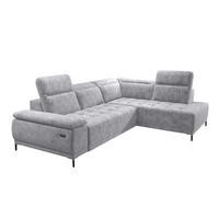 ECKSOFA FOCUS XL L-förmig Konfiguration freistehend RECHTS 352x204x98cm Silver - Silberfarben, Holz/Textil (352/204cm) - DomoHome