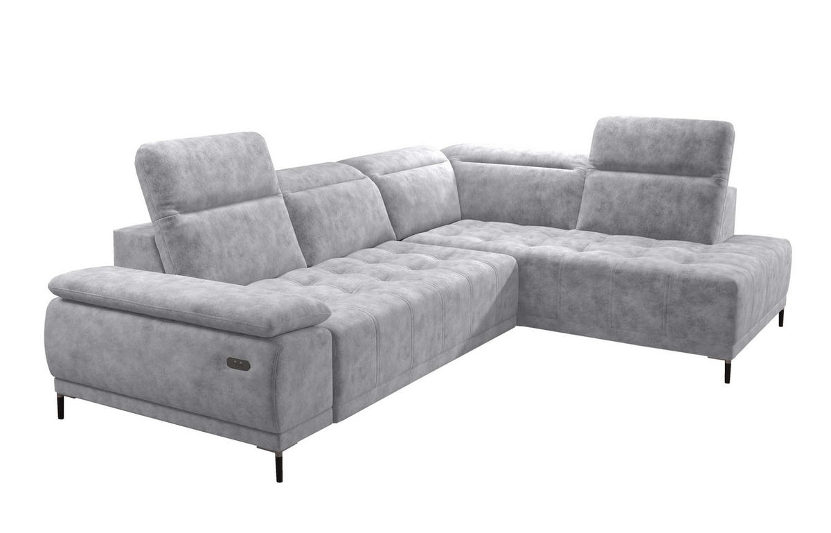ECKSOFA FOCUS XL L-förmig Konfiguration freistehend RECHTS 352x204x98cm Silver - Silberfarben, Holz/Textil (352/204cm) - DomoHome