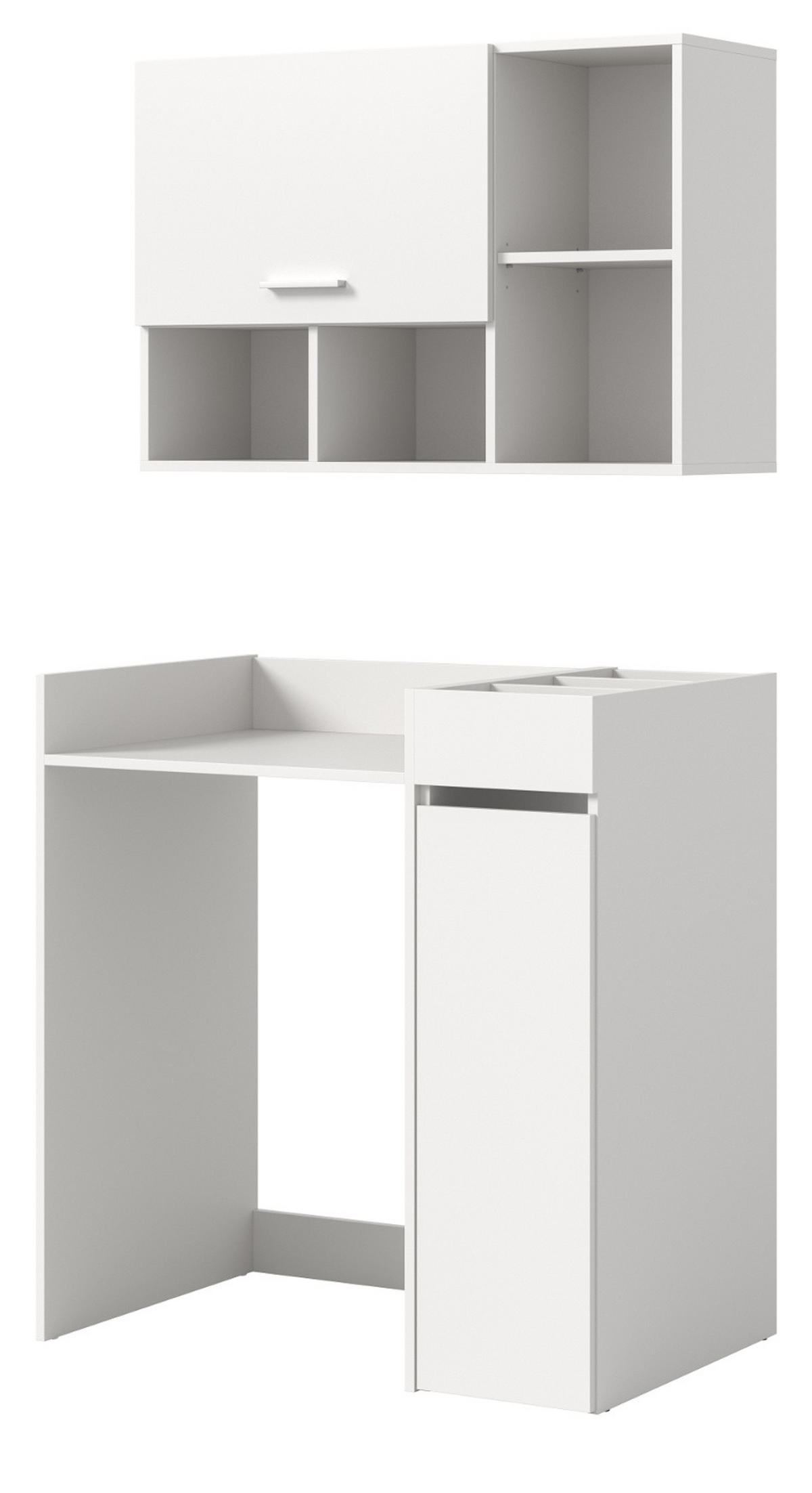 WASCHMASCHINENSCHRANK weiß Set 3-teilig 95 x 195 cm, Waschmaschinenumbau mit Stauraum - Silberfarben/Weiß, Glas/Holzwerkstoff (95/195/60cm) - Inn.Furn