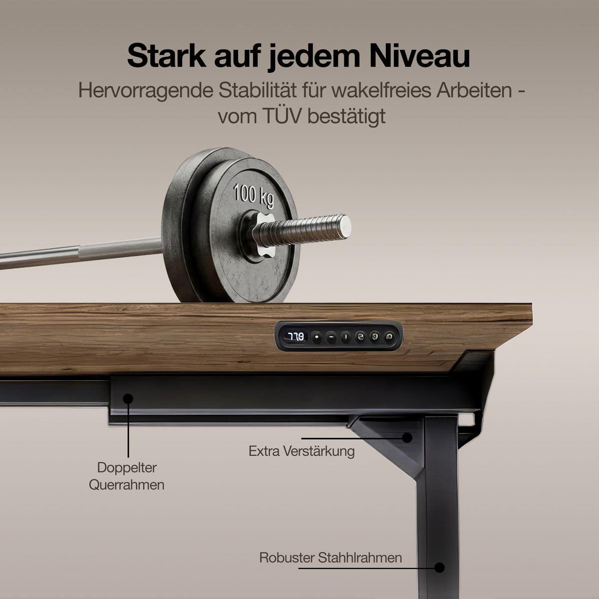 SCHREIBTISCHGESTELL Elektrisch höhenverstellbares Schreibtischgestell /62-127cm Schwarz - Schwarz, Metall (117/25/23cm) - ASSMANN