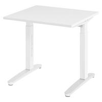 SCHREIBTISCH Serie-XB 80/80/74 cm in Weiß/Weiß/Alu poliert - Weiß, Holzwerkstoff (80/80/74cm) - bümö