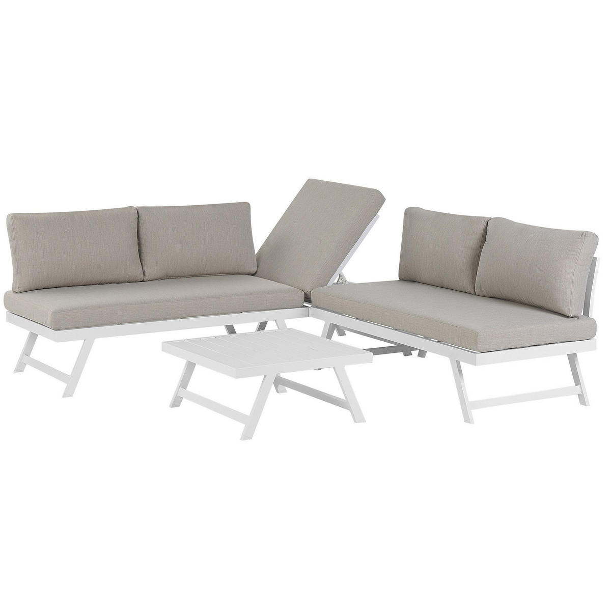 LOUNGE SET 5-Sitzer modular weiß Auflagen taupe Coccorino - Taupe/Weiß, Metall - Beliani