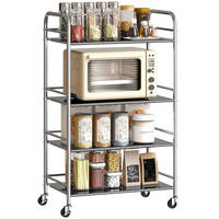 ROLLWAGEN DE-10536 4 Ebenen mit verstellbaren Regalen Silber - Silberfarben, Metall (35/100/60cm) - ComfortXL