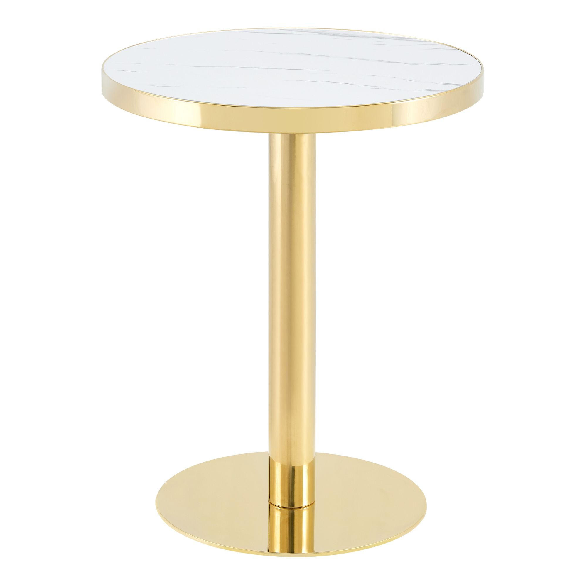 ESSTISCH in marmor-optik und gold, runder edelstahl-sockel und kratzfest - Goldfarben, Holzwerkstoff (60/60/74cm) - Urban Meuble