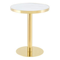 ESSTISCH in marmor-optik und gold, runder edelstahl-sockel und kratzfest - Goldfarben, Holzwerkstoff (60/60/74cm) - Urban Meuble