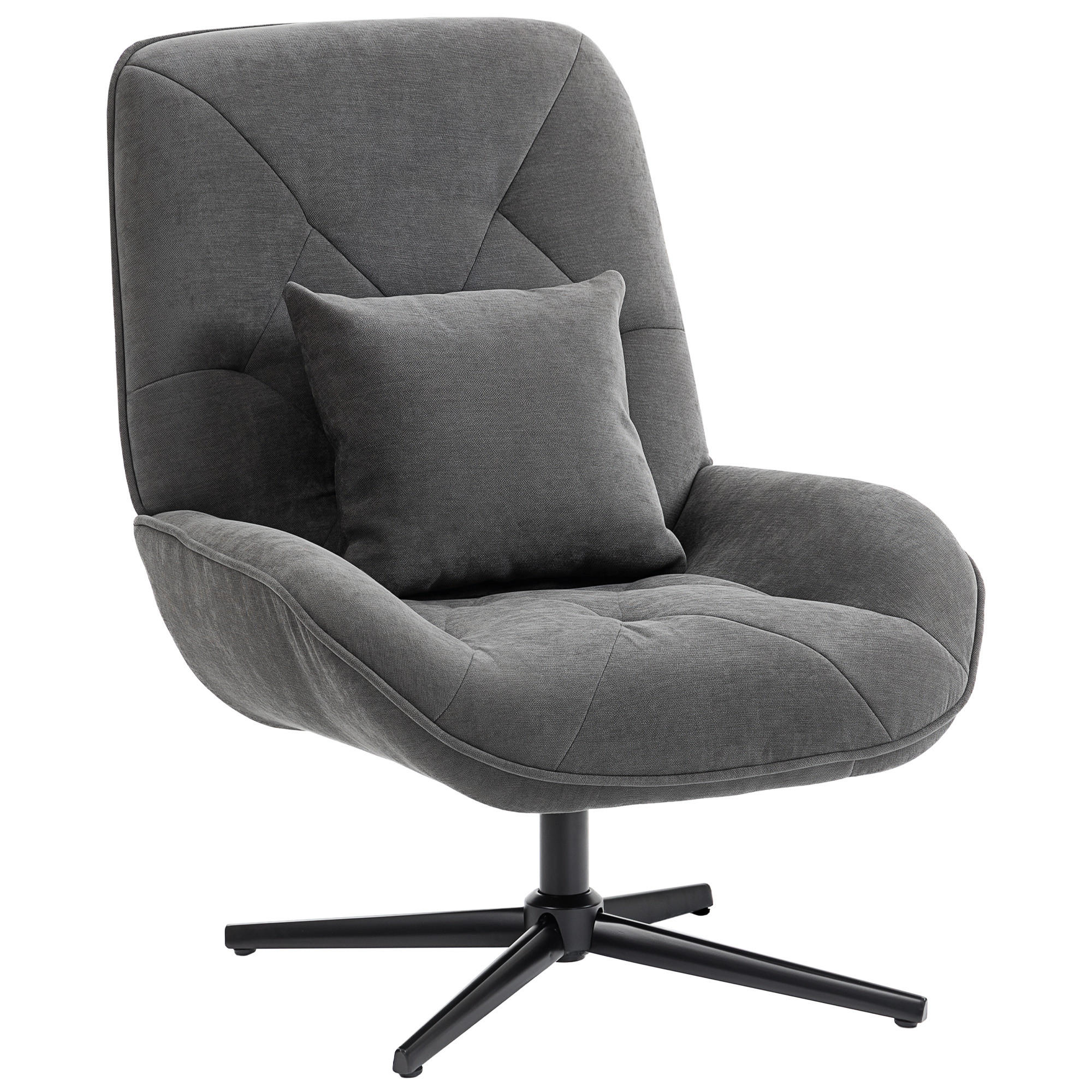 SESSEL Chenille Schaumstoff Dunkelgrau - Dunkelgrau/Schwarz, Textil/Metall (72/96/92cm) - HOMCOM