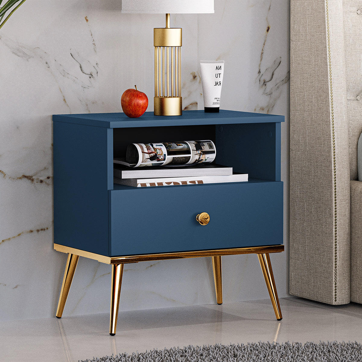 NACHTTISCH Thalia Blau - Blau, Holzwerkstoff (50/53/34cm) - Petits-meubles