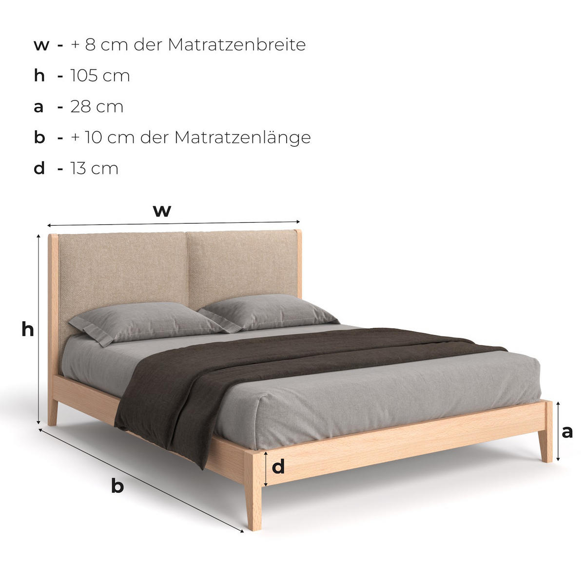 MASSIVHOLZBETT Vena aus Buche 200x220 cm, Storm 06 - Beige/Buchefarben, Holz (200/220cm) - Danzz