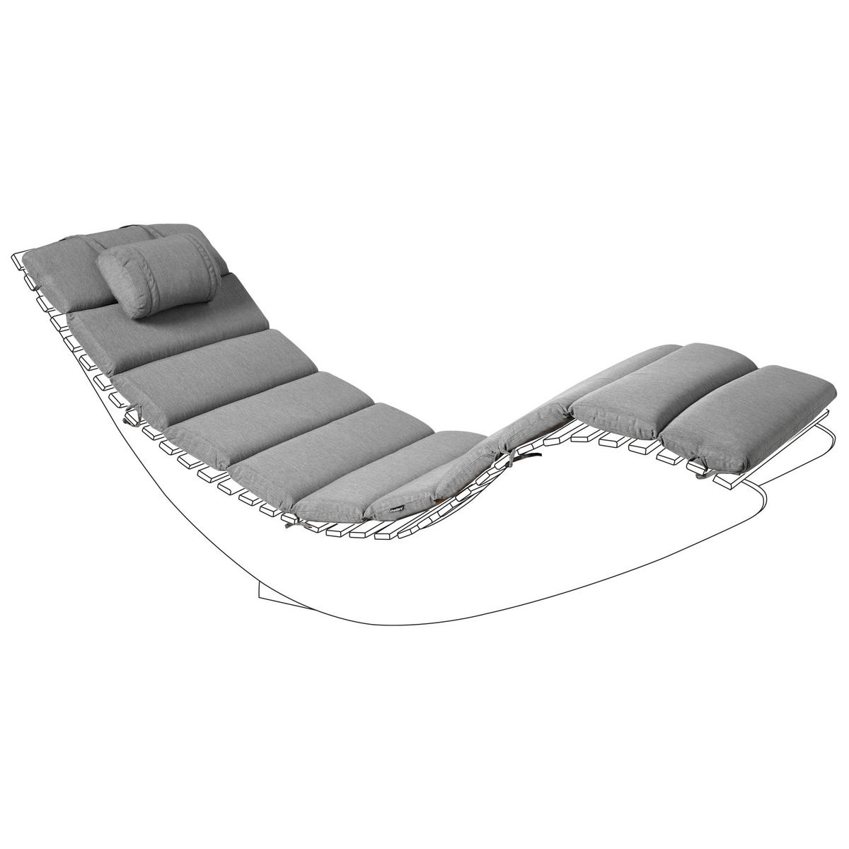 LIEGENAUFLAGE Grau meliert 60/180 cm Brescia Premium - Grau, Textil (180/5/60cm) - Beliani