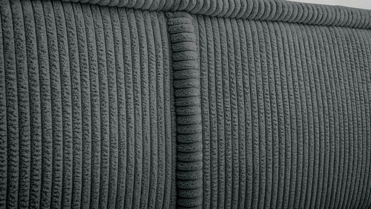 POLSTERBETT CORDO HELLBEIGER CORDSTOFF 160x200 CM - Schwarz/Grau, Kunststoff/Textil (140/200cm) - Selsey