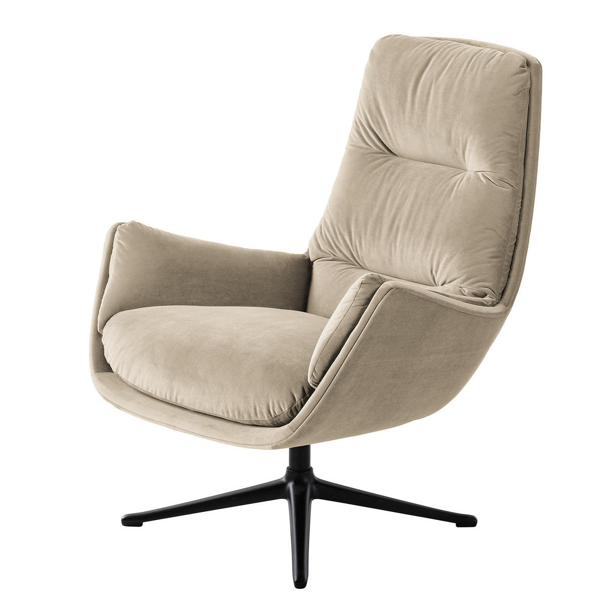 SESSEL mit Kreuzfuß - Beige/Schwarz, Textil/Metall (83/95/97cm) - home24