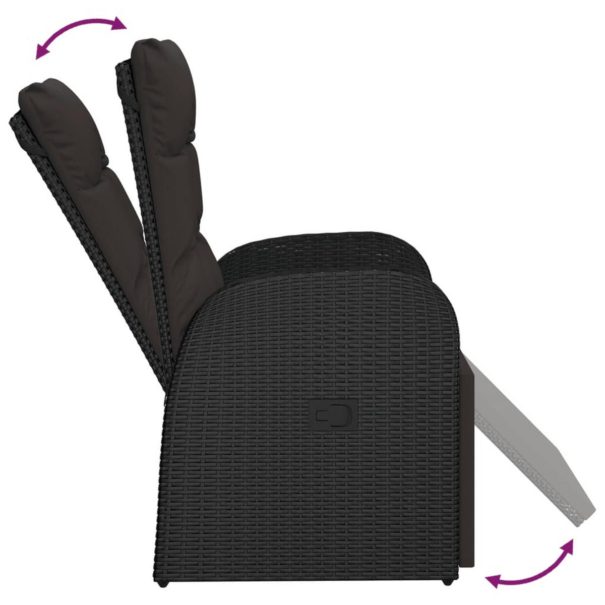 GARTEN-LIEGESTUHL Mit Auflage Poly Rattan Schwarz - Schwarz, Kunststoff/Textil (57/106/69cm) - vidaXL