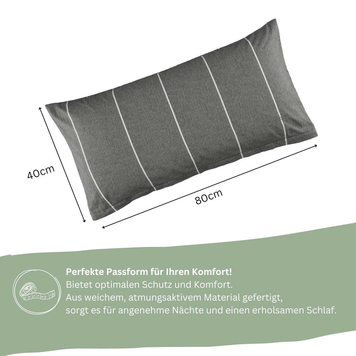 RENFORCÉ KISSENBEZÜGE HARPLINES - Anthrazit, Textil (40/80cm) - Esprit