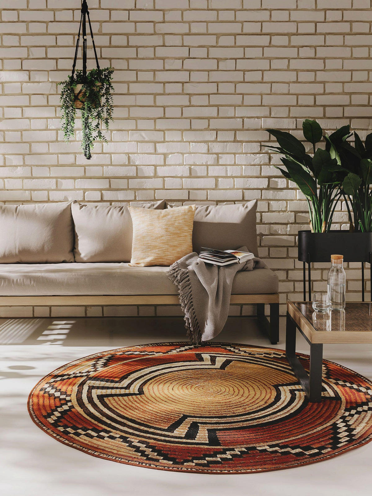 OUTDOORTEPPICH Artis Beige/Kupfer ø 160 cm rund - Beige, Textil (160/160cm) - benuta Nest