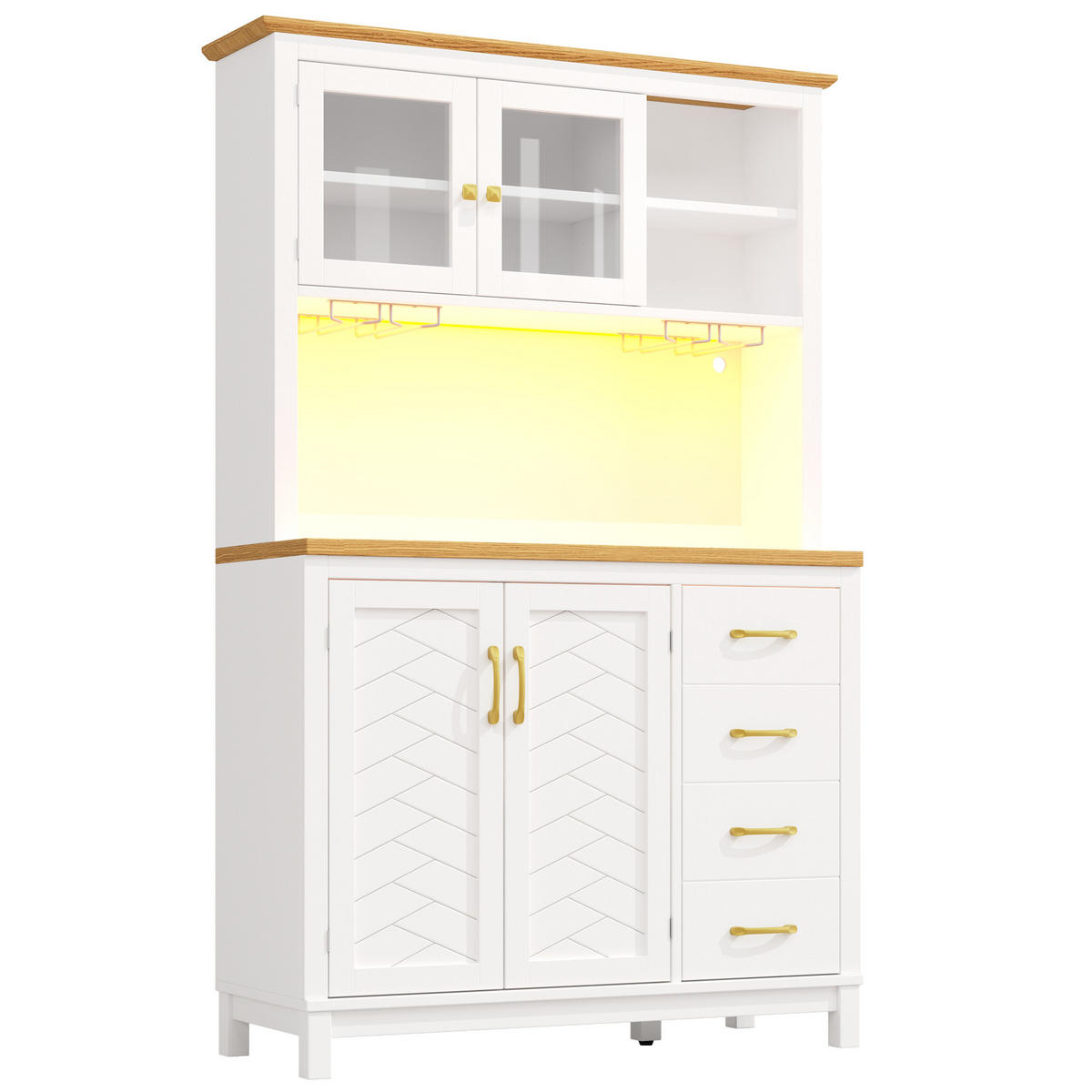 BUFFET 105,5/40/180 cm aus MDF mit LED-Lichtleiste Weiß - Weiß, Holzwerkstoff (105.5/180/40cm) - Modenvie