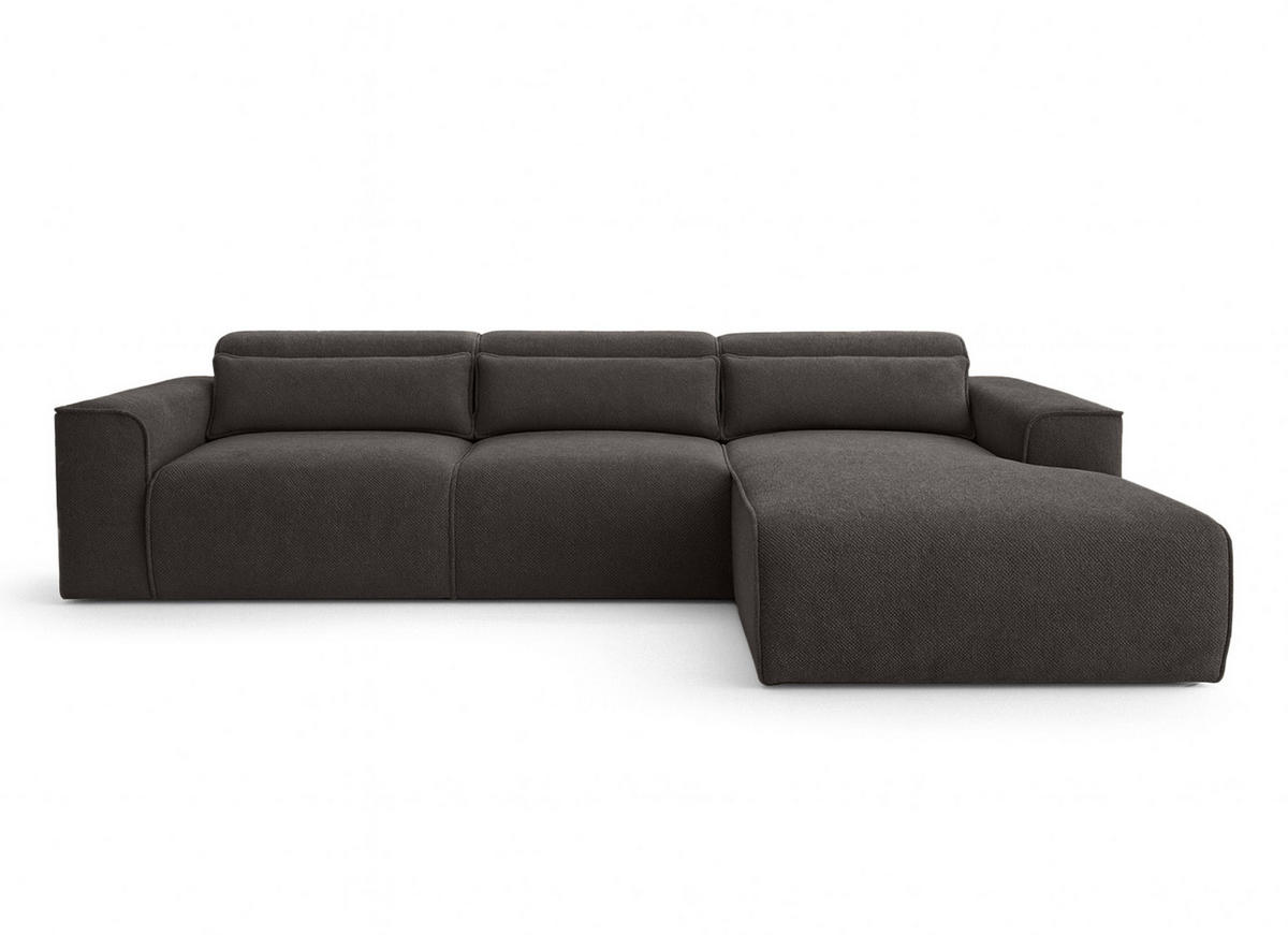 ECKSOFA L Form Ruyam Grau 310/165/78 cm – Schlaffunktion Rechts - Schwarz/Grau, Kunststoff/Textil (310/170cm) - AX Living