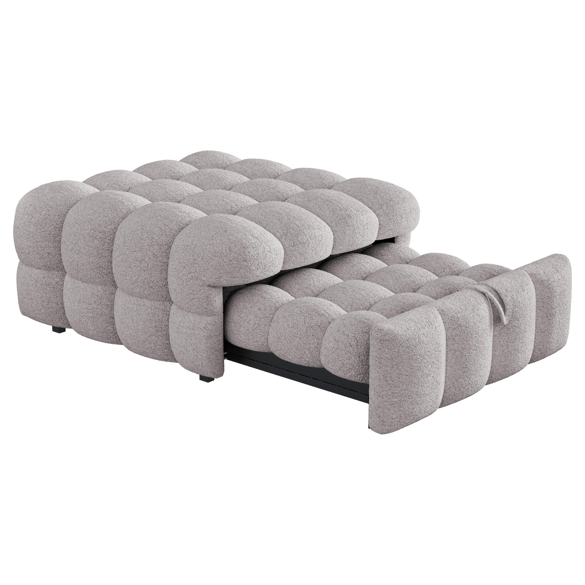 POLSTERBETT 2in1 Hocker Teddy grau - Grau, Textil - LEBENLANG